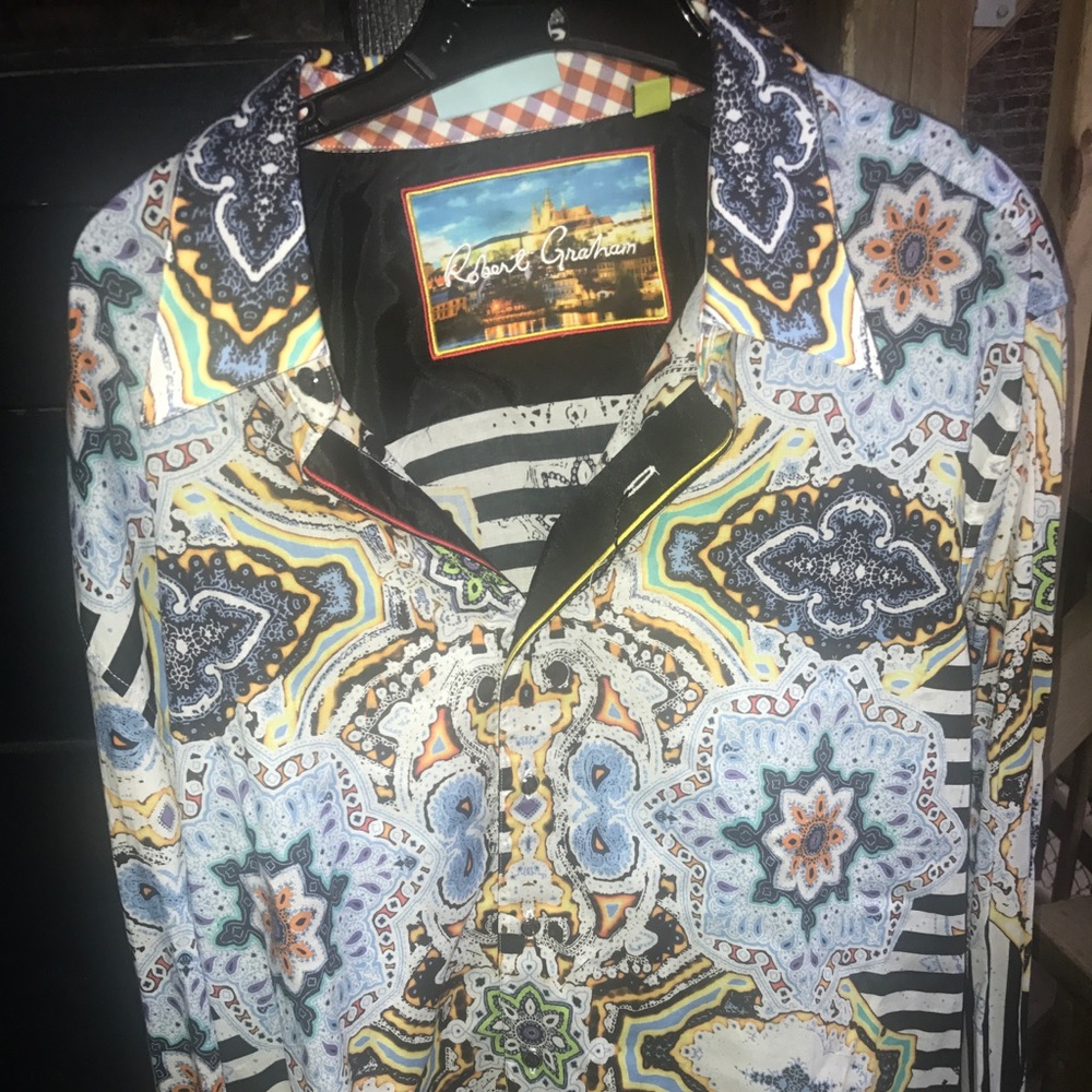 ROBERT GRAHAM Abstract Geometric LS Shirt 3XL